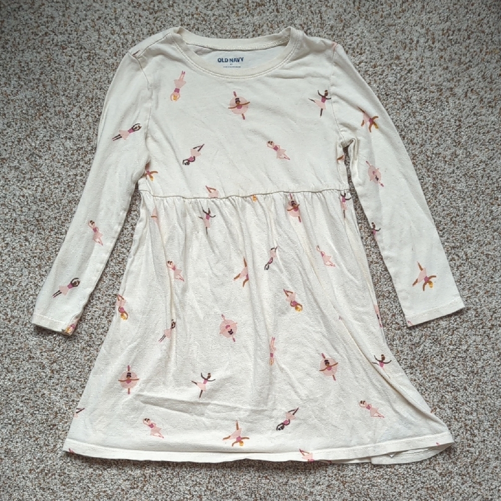 Old Navy Gray and White Long Sleeve Casual Sundress